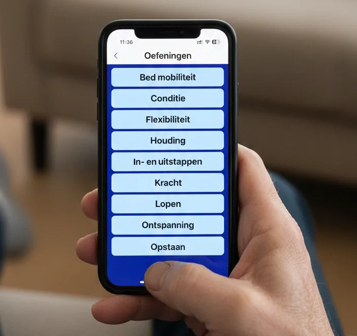 parkinson oefeningen app menu